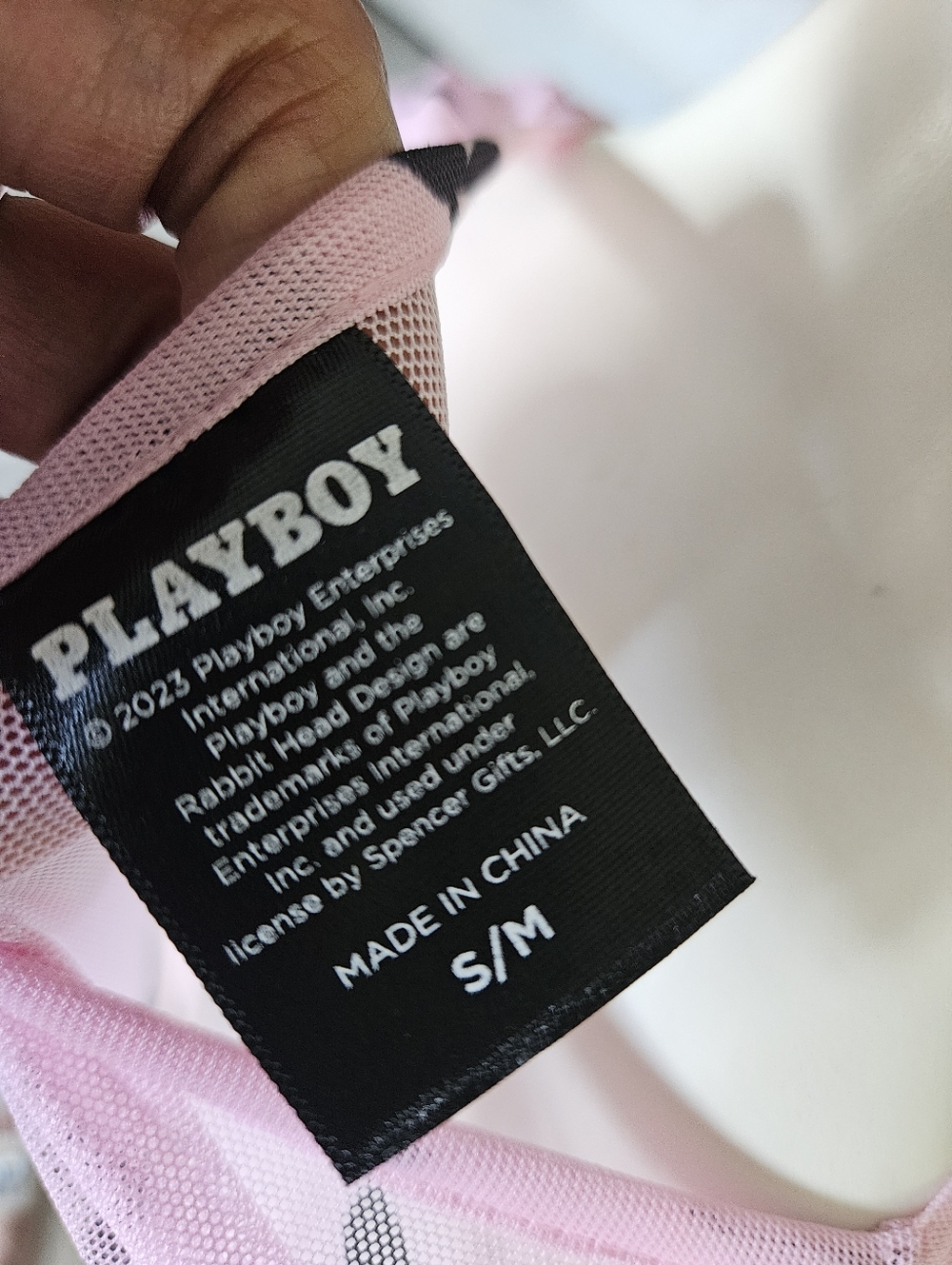 Playboy Pink Mesh Long Sleeve Crop Top Bunny Logo Size S/M, NWT - Picture 9 of 10